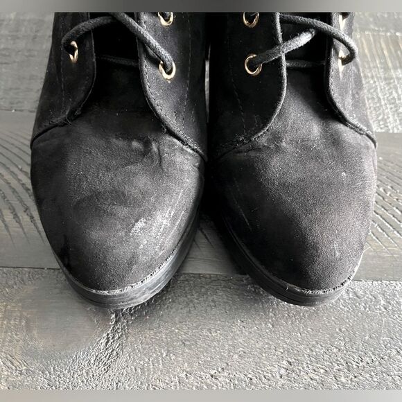 Sinsay Black Lace-Up Heeled Ankle Boots | Faux Suede Size 8.5 - Picture 2 of 10